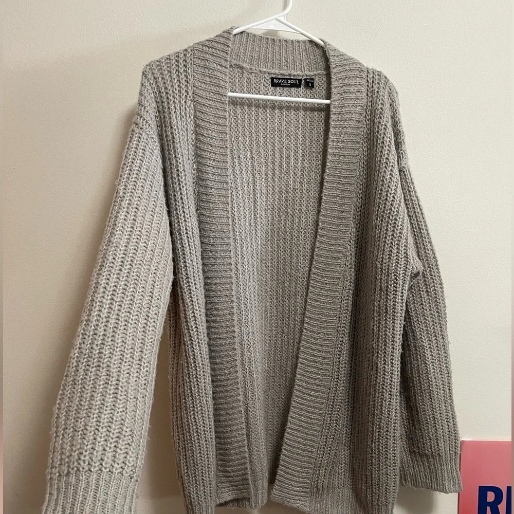 ASOS - Brave Soul London - Women’s Grey Knit Open Front Slouchy Cardigan - SizeS